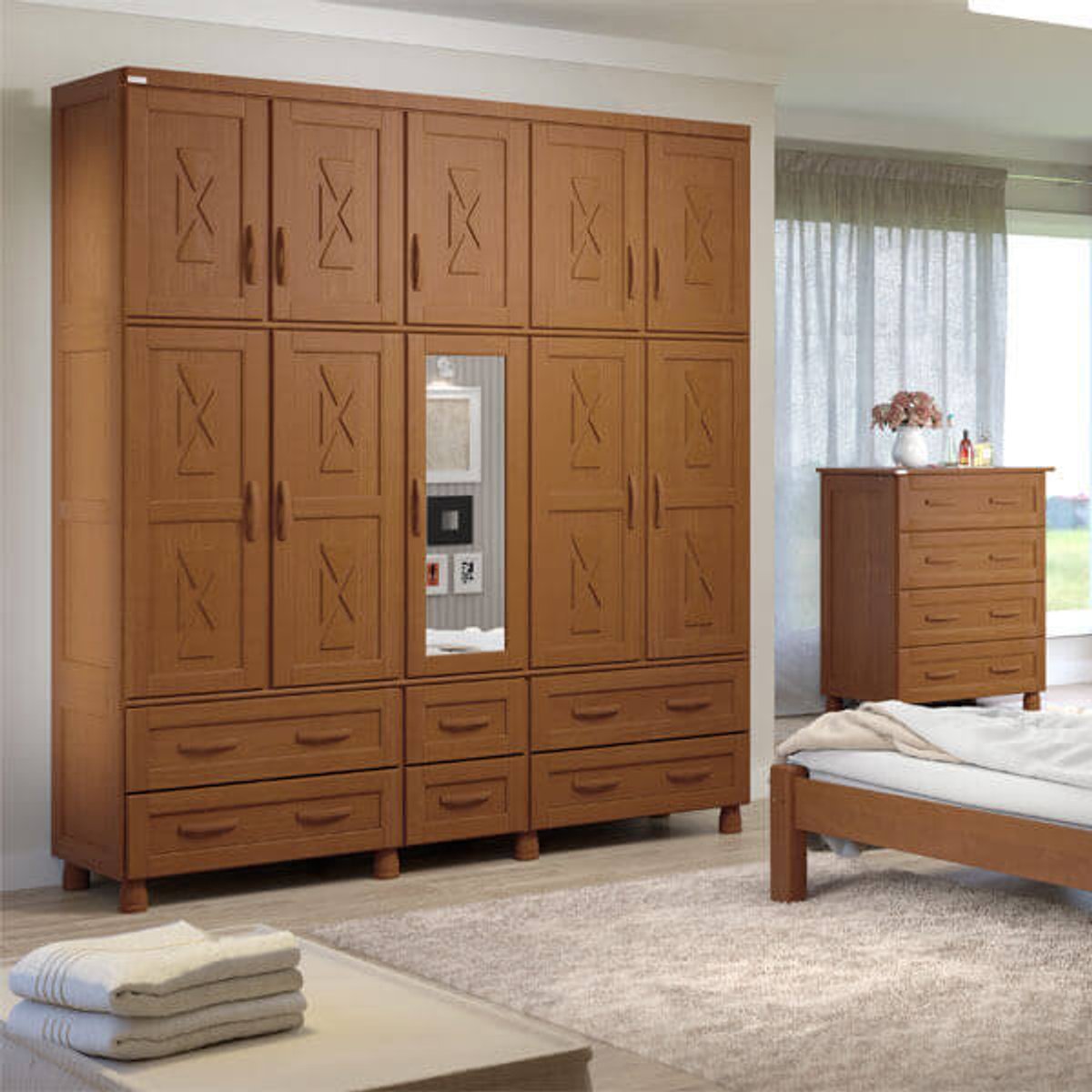 ROPERO 10 PUERTAS 6 CAJONES CON ESPEJO CARIBE TOZETTO CARVALLO - 2