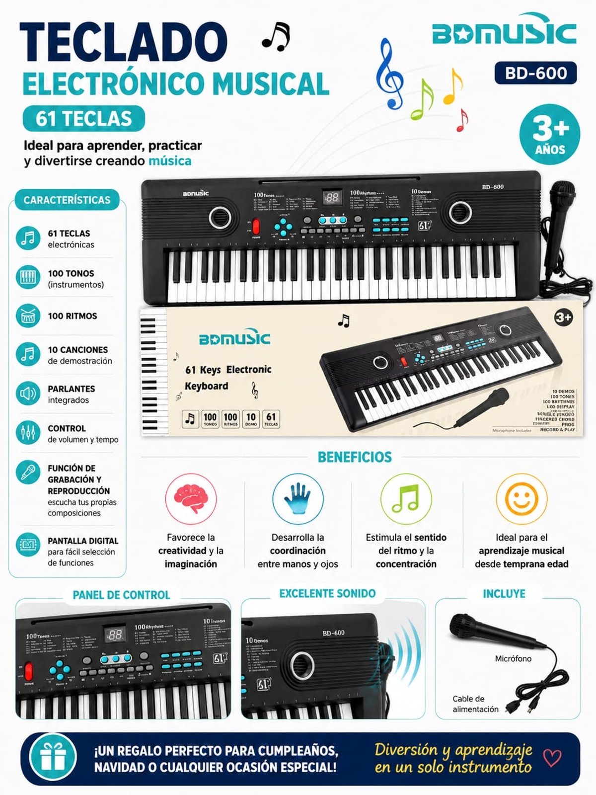 Teclado eléctrico infantil  - 2