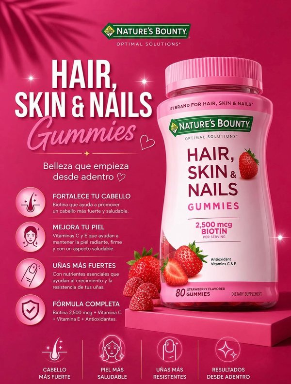 Nature's Bounty Hair, Skin & Nails Biotin 2500 mcg (80 Gummies)