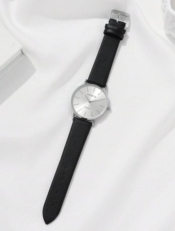 Reloj Geneva negro + 4 pulseras