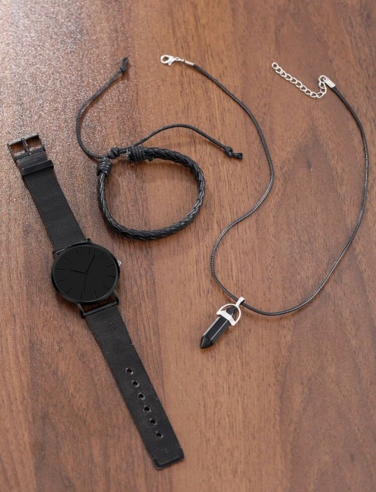 Reloj Geneva negro + pulsera + collar - 3