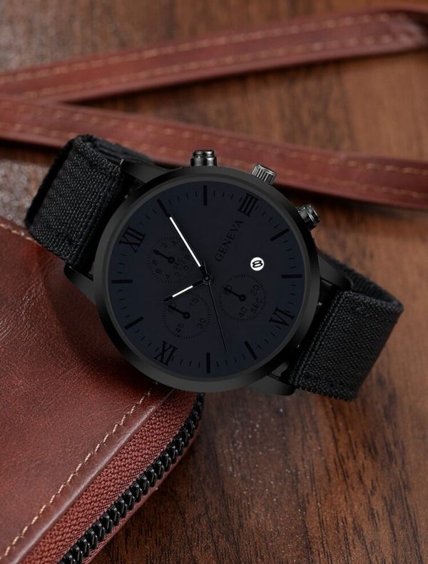 Reloj Geneva negro + 3 pulseras