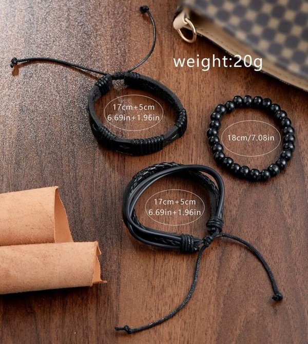 Reloj Geneva negro + 3 pulseras