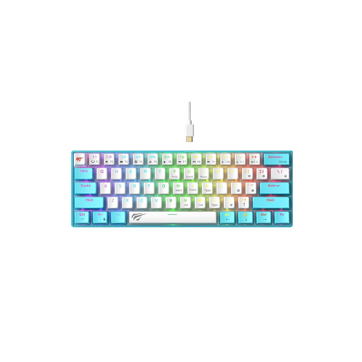 Teclado Mecánico Gaming Havit KB903L Blanco/turquesa