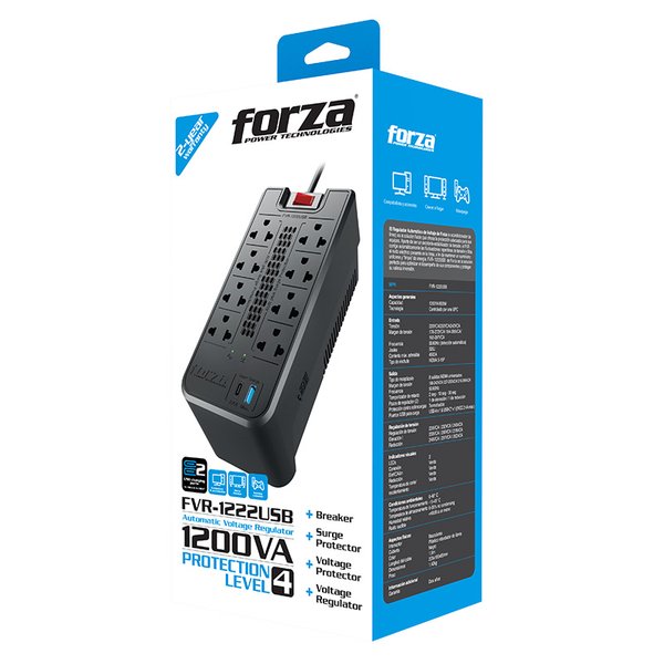 Regulador automático voltaje Forza FVR-1222USB
