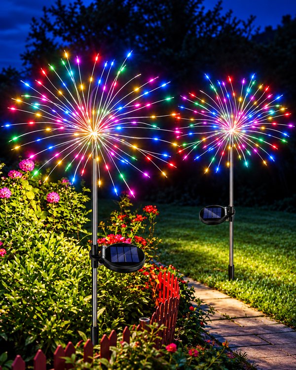 Lámparas Solares LED Efecto Fuegos Artificiales
