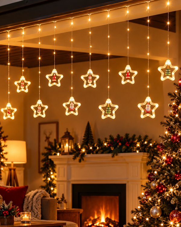 Guirnalda Navideña de Estrellas LED – 5 Metros