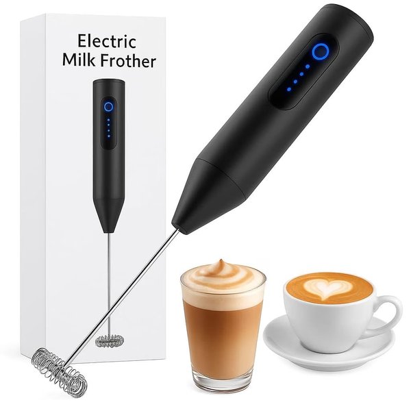 Espumador eléctrico de leche negro