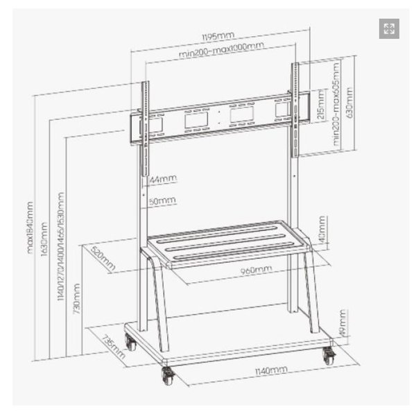 Mueble con Ruedas y Soporte para TV de 42" A 120" UNIQUE RC-5E