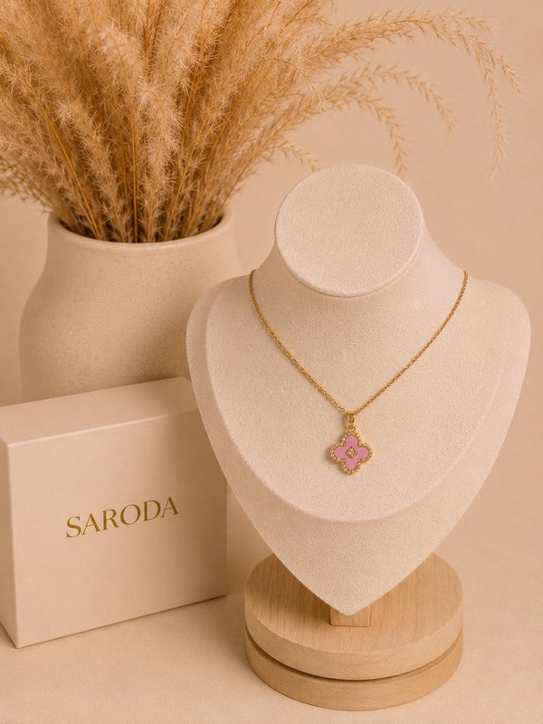 Collar Trébol Rosado