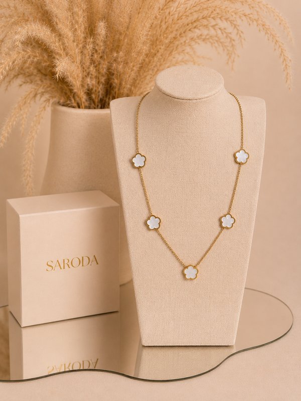 Collar 5 Flores Blanco