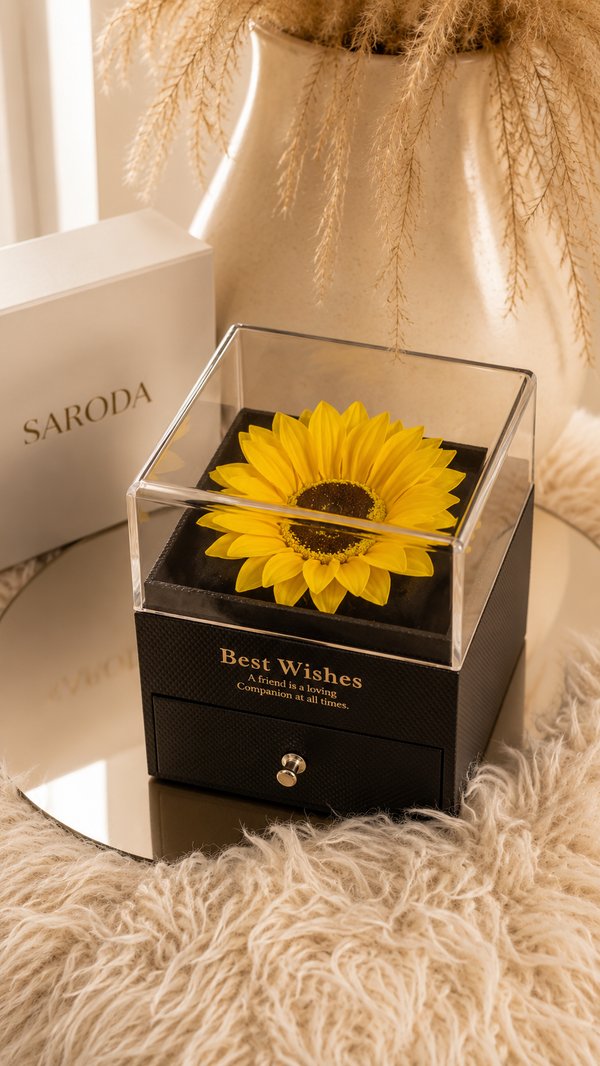 Cajita con girasol eterno