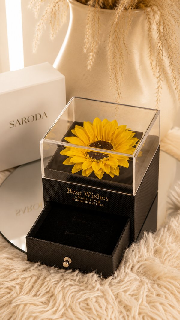 Cajita con girasol eterno