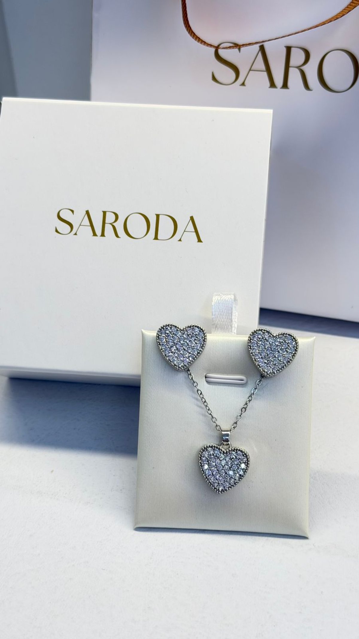 Set corazones plateado