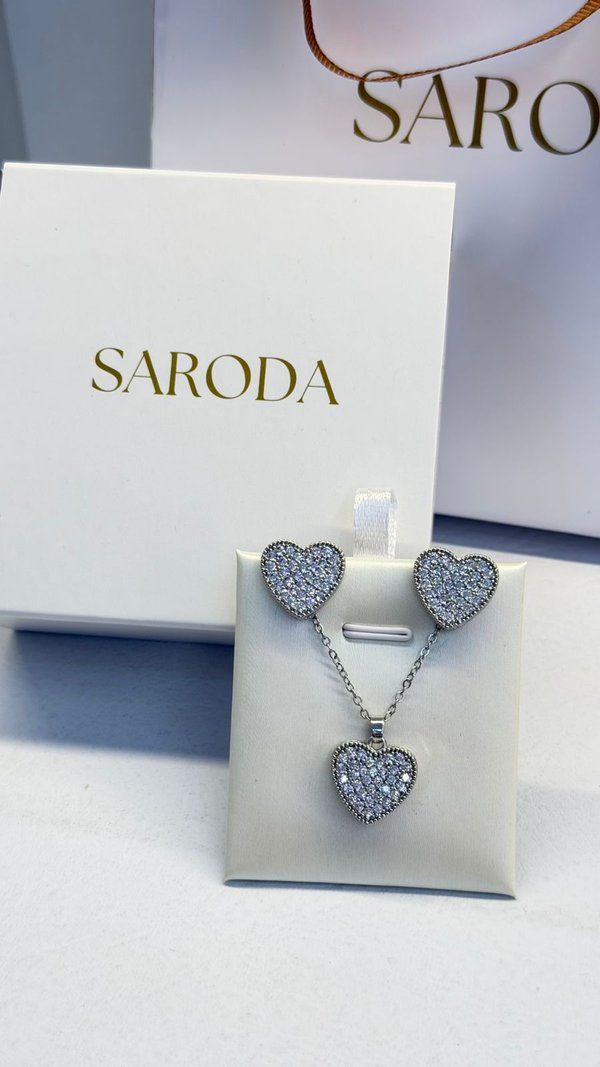 Set corazones plateado