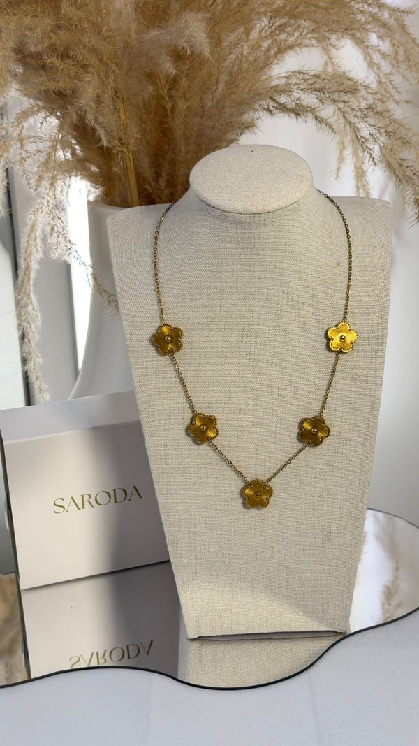 Collar 5 Flores Dorado