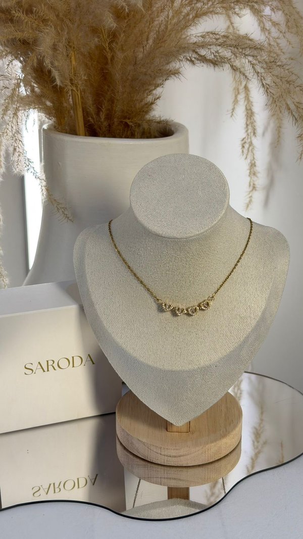 Collar Trébol-Corazón Dorados