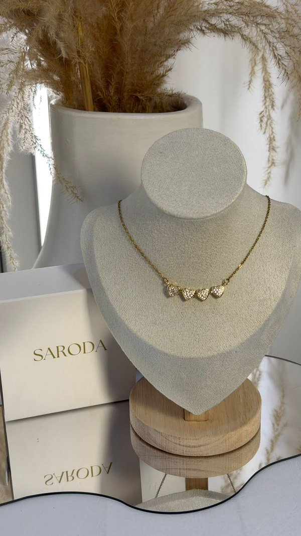 Collar Trébol-Corazón Dorados