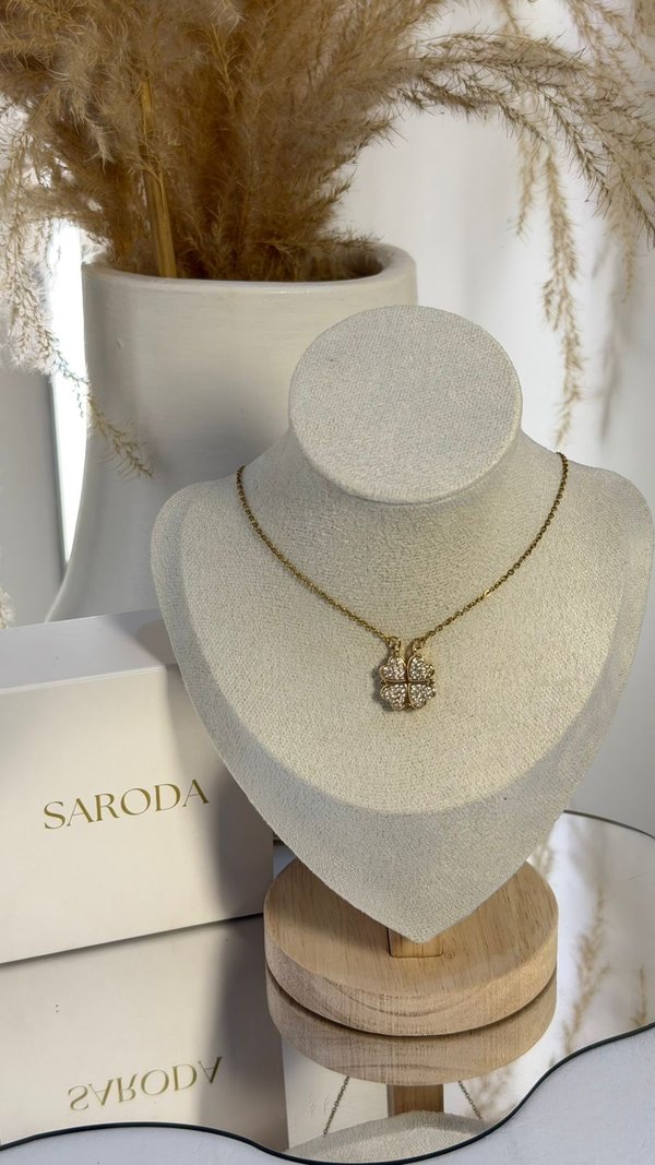 Collar Trébol-Corazón Dorados