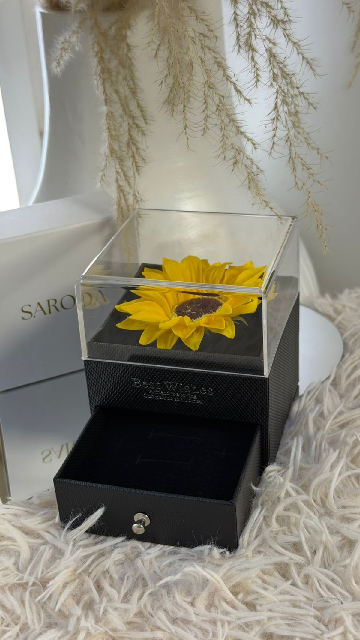 Cajita con girasol eterno