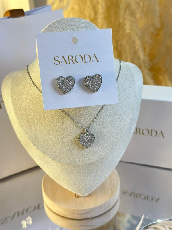 Set corazones plateado