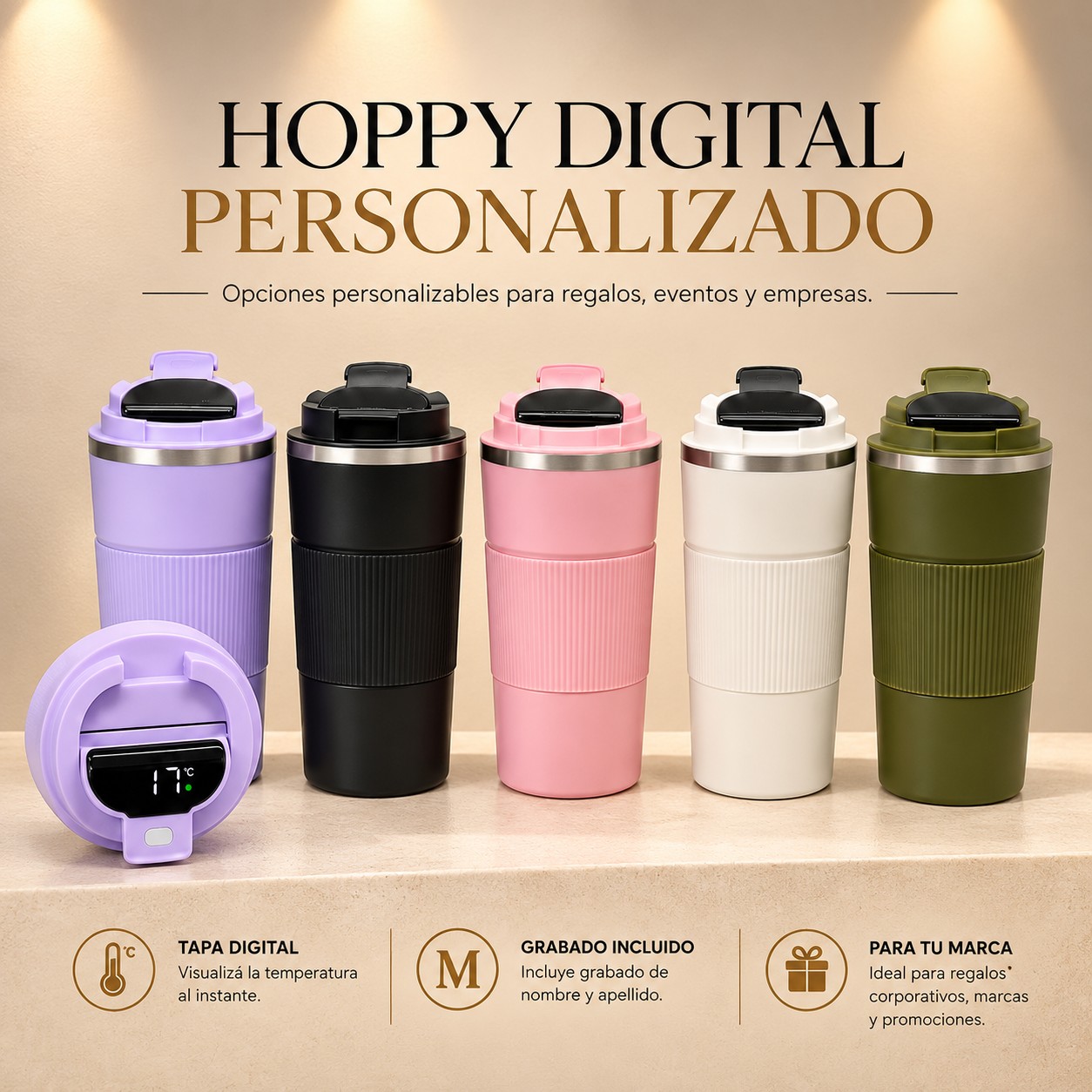 Vaso con tapa digital