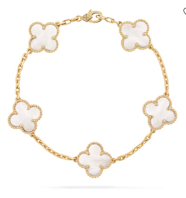Pulsera Van Cleef White & Gold