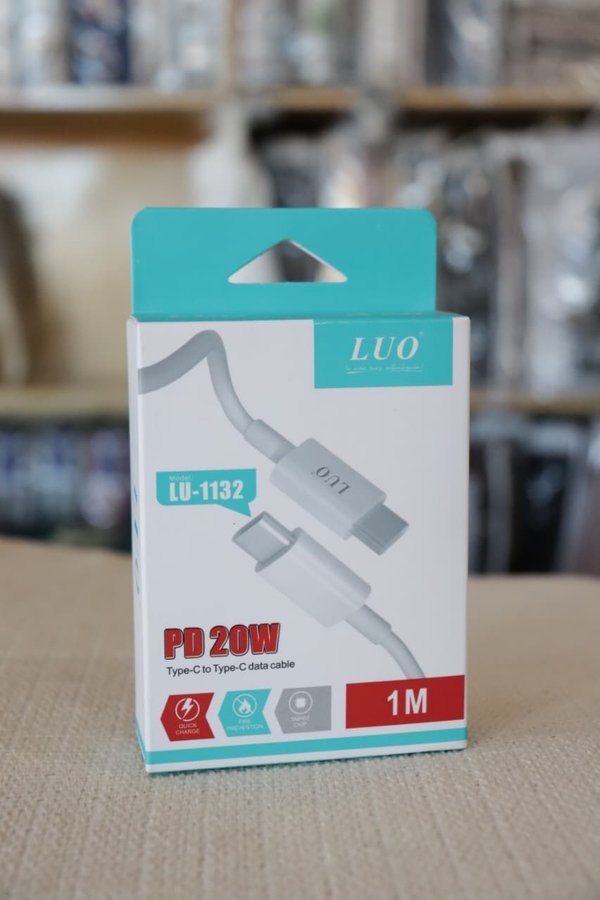 Cable LUO Tipo-C a Tipo-C 20W PD 1M – Carga Rápida y Transferencia de Datos