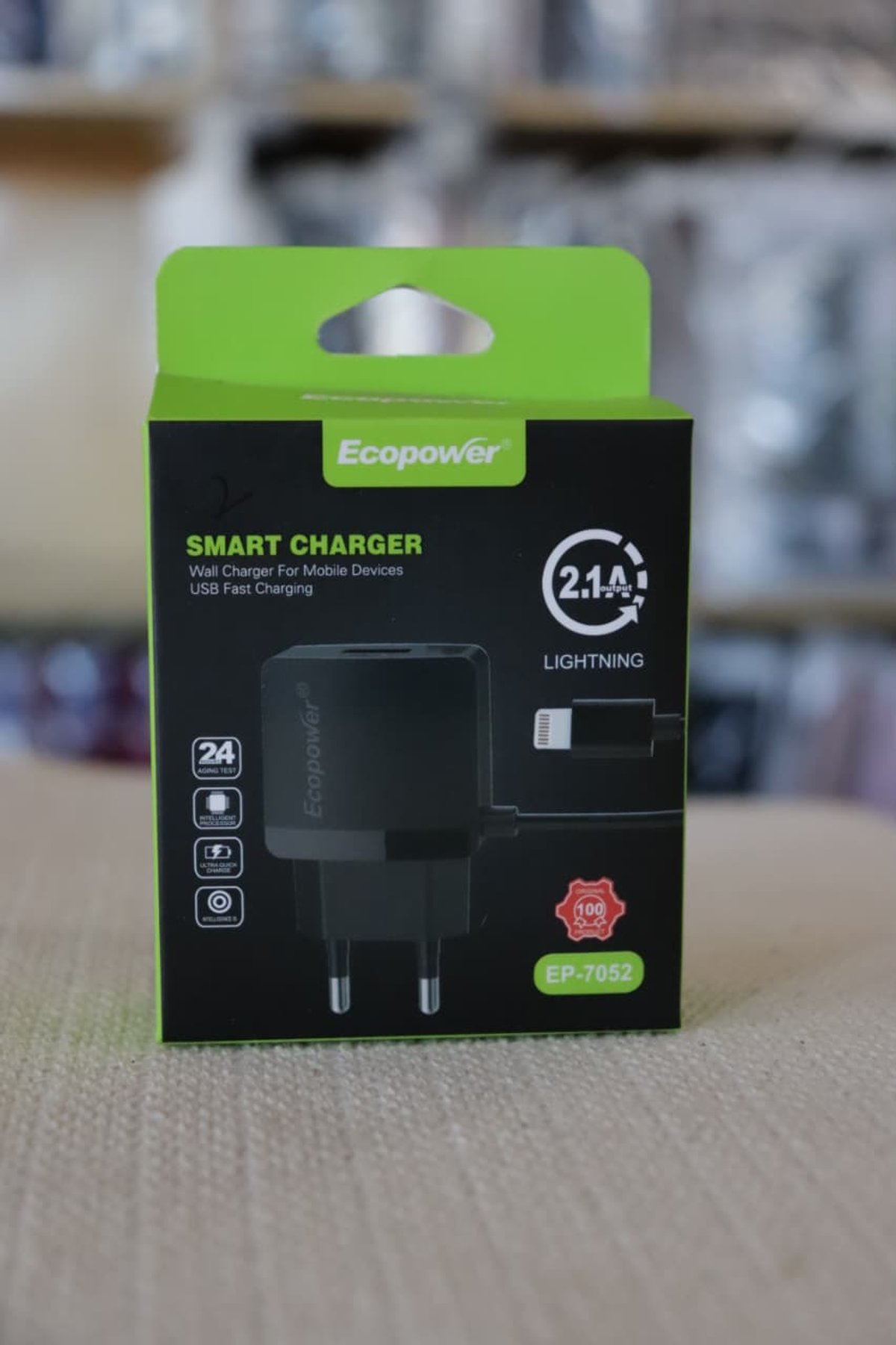Cargador Ecopower 2.1A Lightning – Carga Rápida para iPhone + Cable Incluido