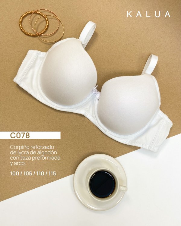 Corpiño con taza con arcos, bretel ancho regulable y desmontable.