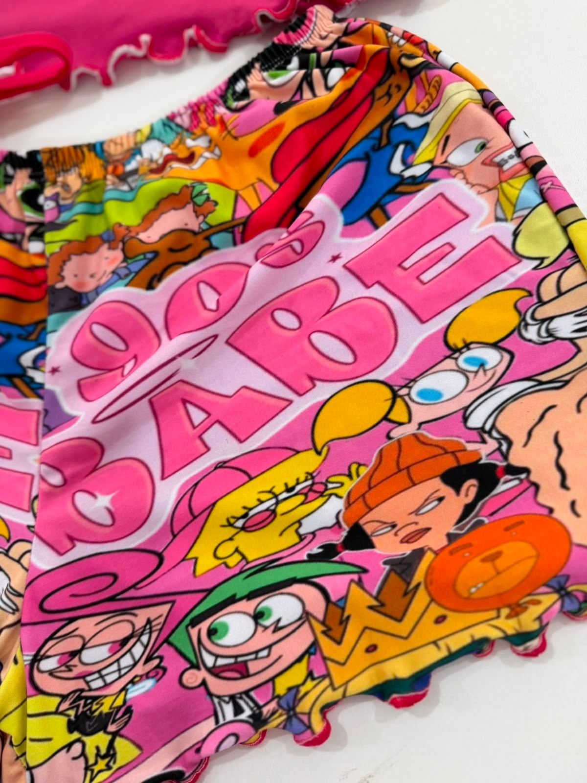 Pijama de dos piezas rosa con estampado 90s Babe - 3