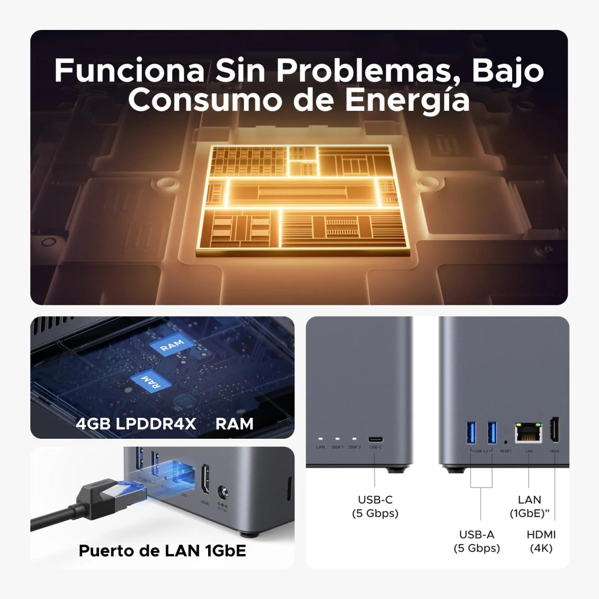 Servidor de Almacenamiento en Red (NAS) 2 Bahías UGREEN NASync - 2