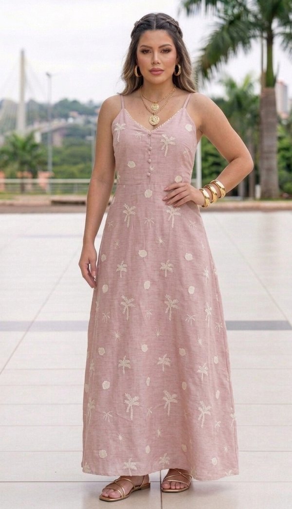 Vestido de lino bordado