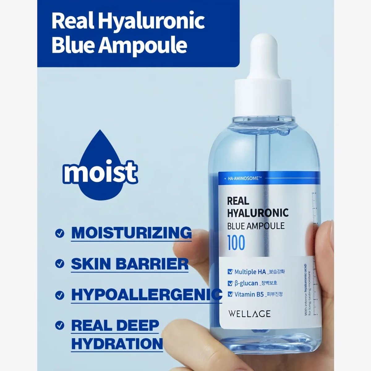 WELLAGE - Real Hyaluronic Blue Ampoule 60ml - 2