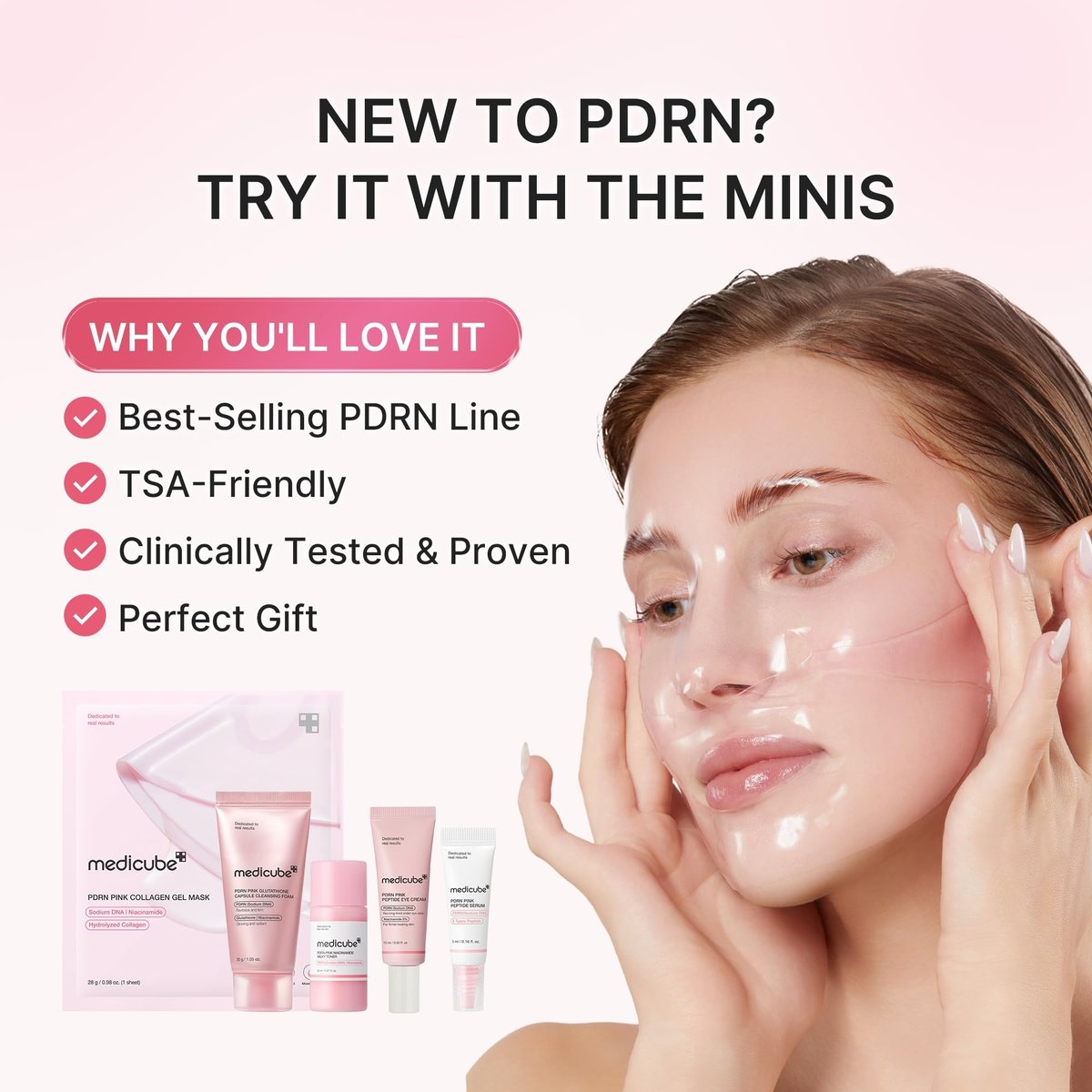 MEDICUBE PDRN Glow Essentials Kit Mini Skincare Travel Set - 5