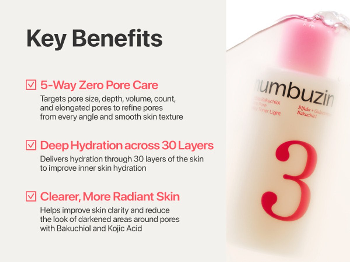 NUMBUZIN No 3 Bifida Bakuchiol Zero Pore Milky Toner Light 200ml - 4