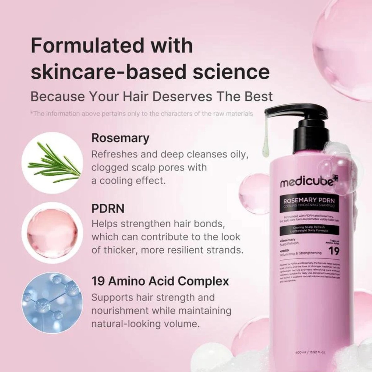 MEDICUBE Rosemary PDRN Cooling Thickening Shampoo 400ml - 3