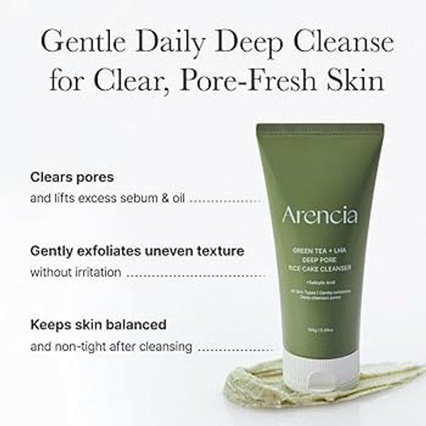 ARENCIA - Green Tea + LHA Deep Pore Rice Cake Cleanser 150g