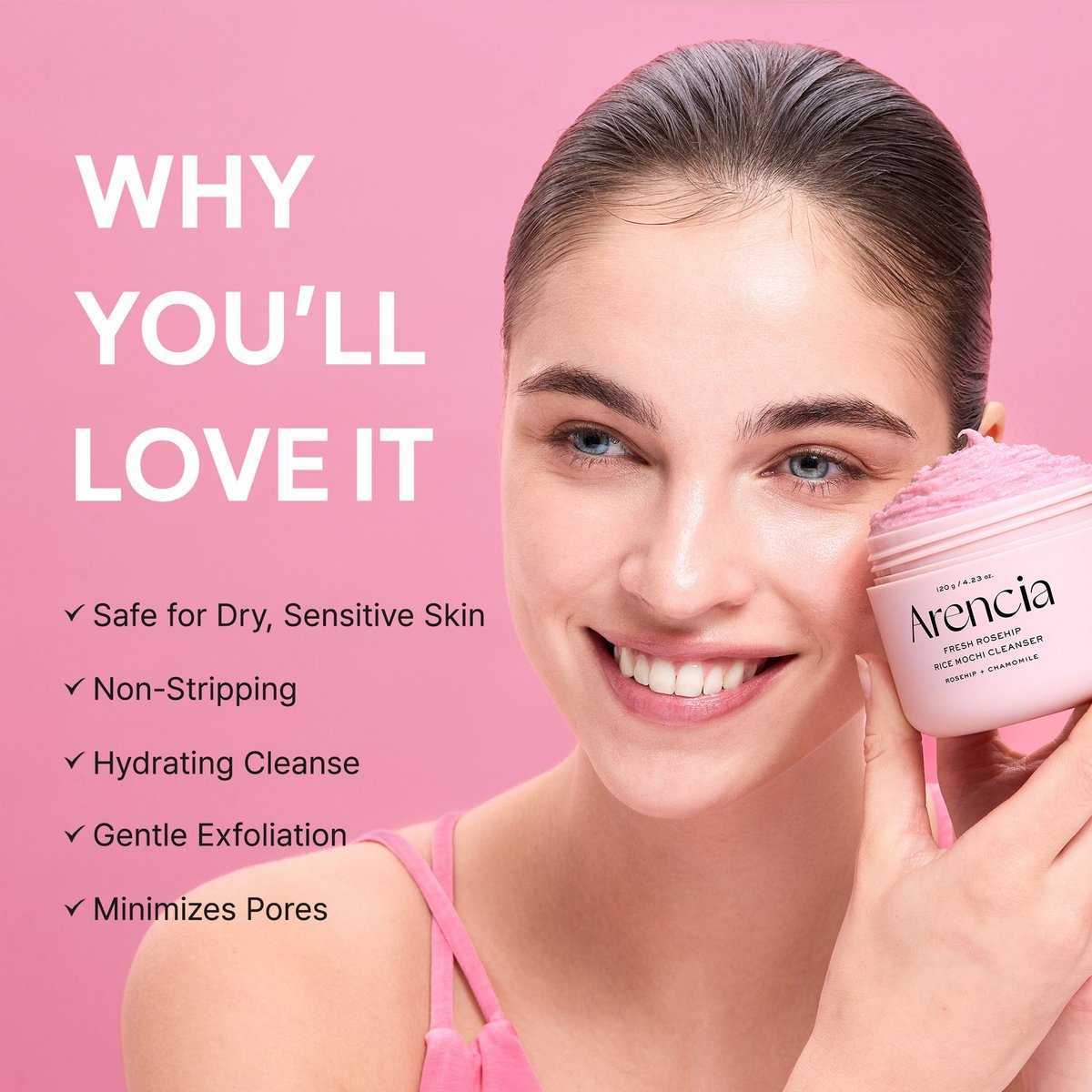 ARENCIA - Fresh Rosehip Rice Mochi Cleanser 120g - 2