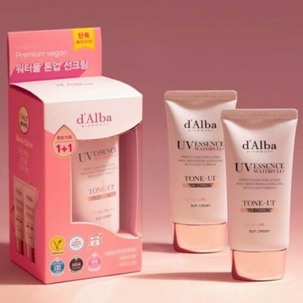 DALBA - Uv Essence Waterfull Tone-Up Pink Correcting Sun Cream (50ml + 50ml)