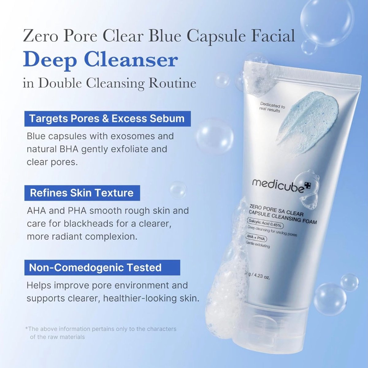 MEDICUBE Zero Pore SA Clear Capsule Cleansing Foam 120g  - 3