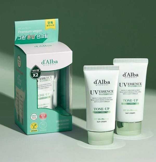 D'ALBA - UV Essence Waterfull Tone-Up Sun Cream Green SPF50+ PA++++ (50ml + 50ml)