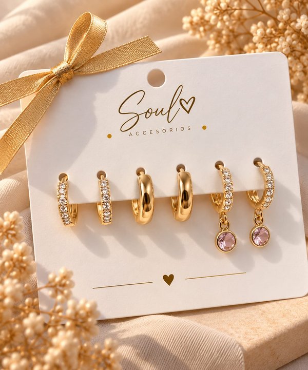 Set de 3 argollas dorado