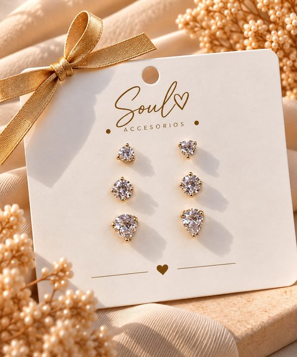 Set de 3 aros con brillantes