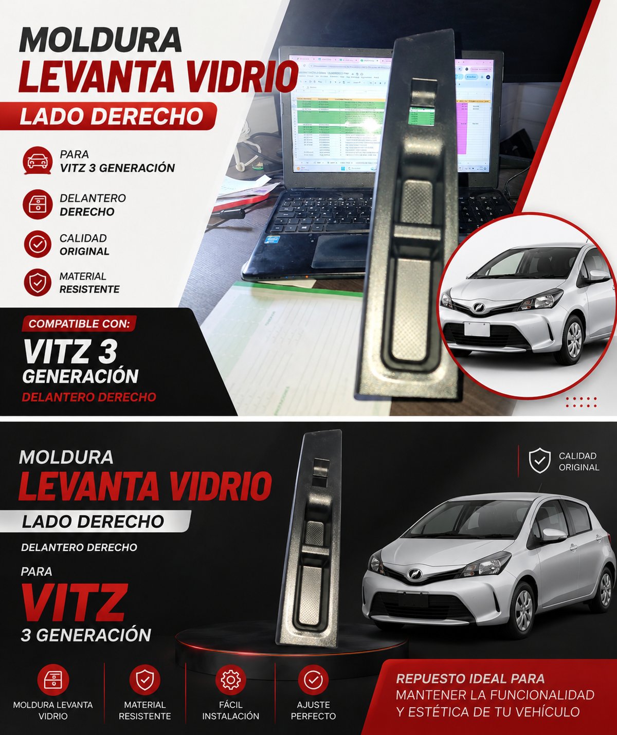 Moldura Delantero Acompañante /Derecho Toyota Vitz 3 Generación - 8