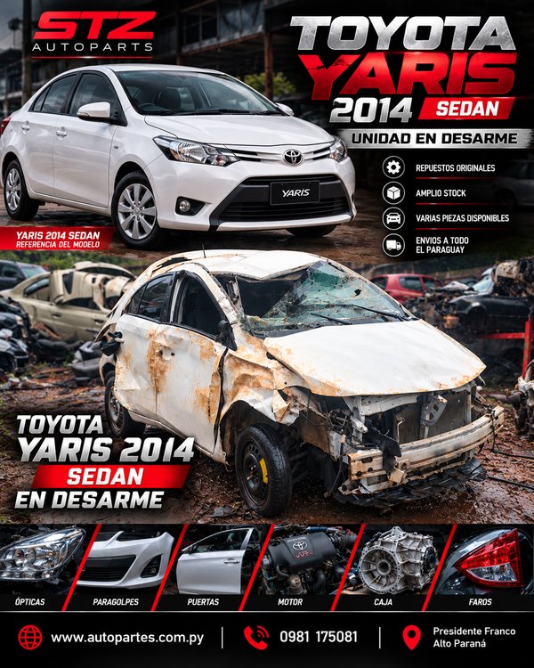 Toyota Yaris 2014 sedán en desarme