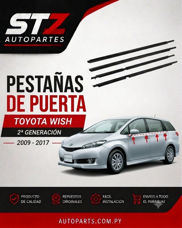 Juego de Pestañas de Puerta para Toyota Wish 2009 - 2017– 2ª Generación | STZ Autopartes