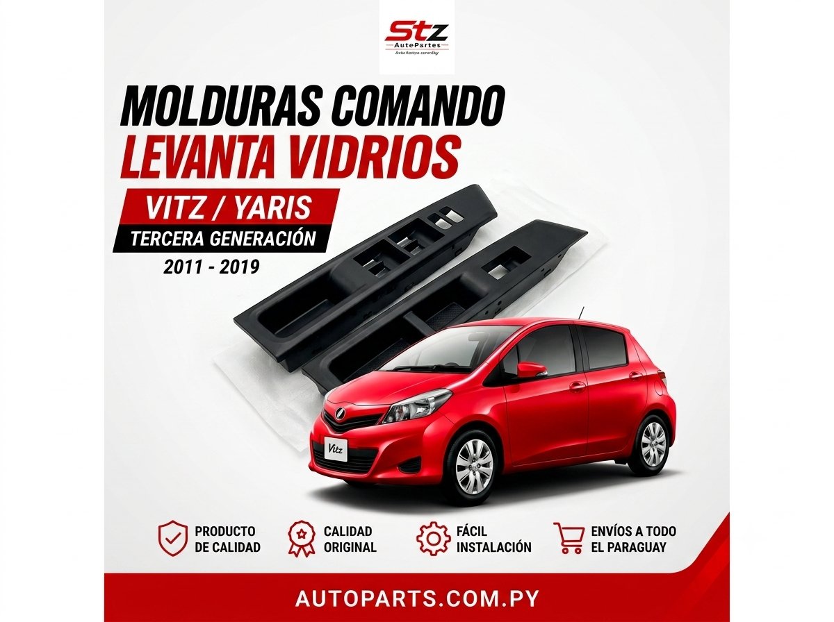 Moldura de Levanta Vidrio Lado Chofer Toyota Vitz 2011-16 - 4