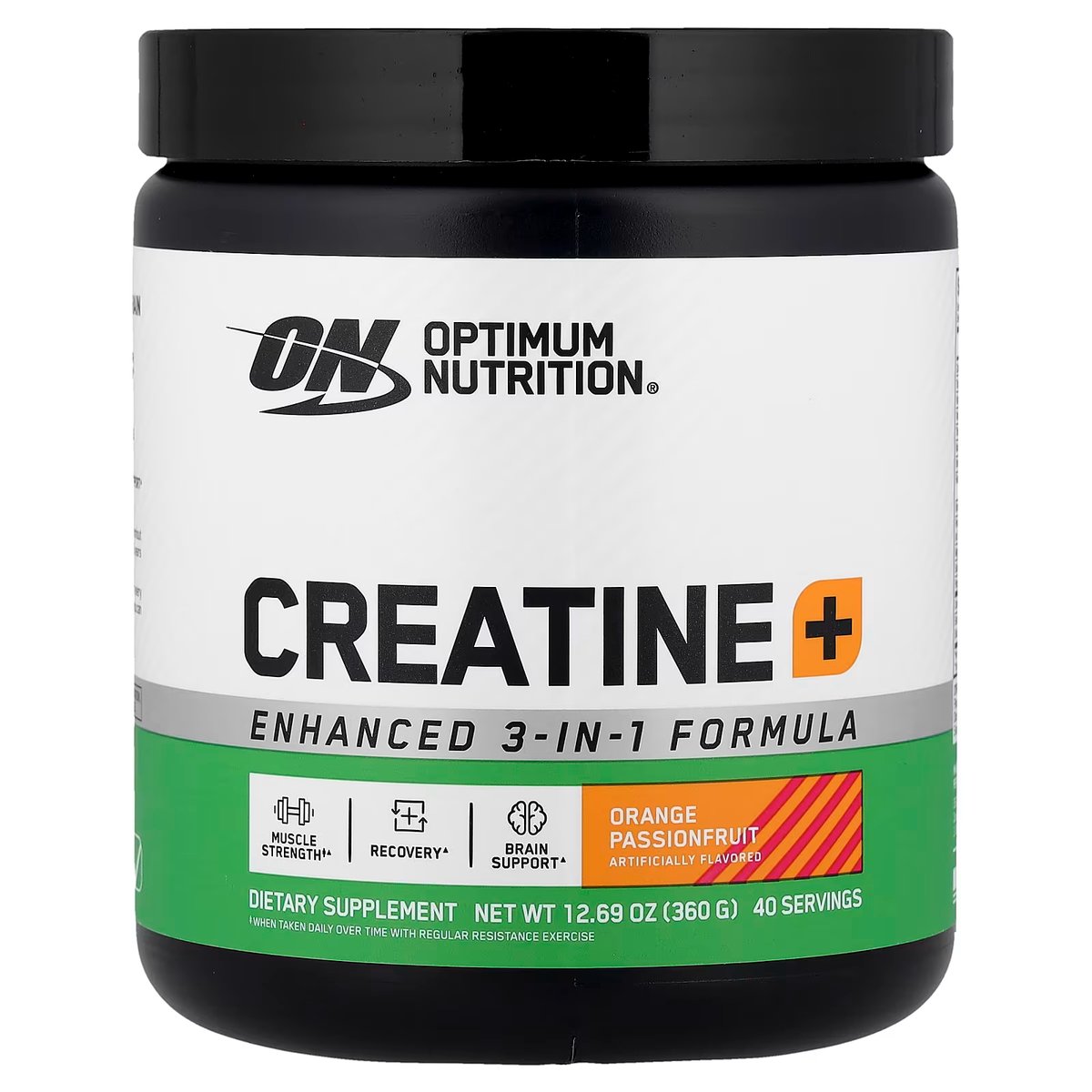 Creatina Optimum Nutrition 360g 3 EN 1 (Nueva Formula) Naranja & Pasión de Frutas