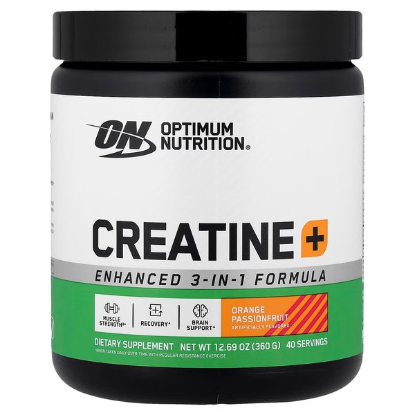 Creatina Optimum Nutrition 360g 3 EN 1 (Nueva Formula) Naranja & Pasión de Frutas